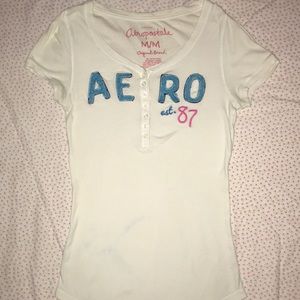 Aeropostale Logo Graphic Button Tee